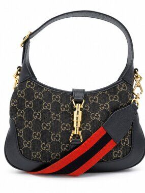Gucci Jackie 1961 Small Shoulder Bag – Black GG Denim (Pre-Owned)